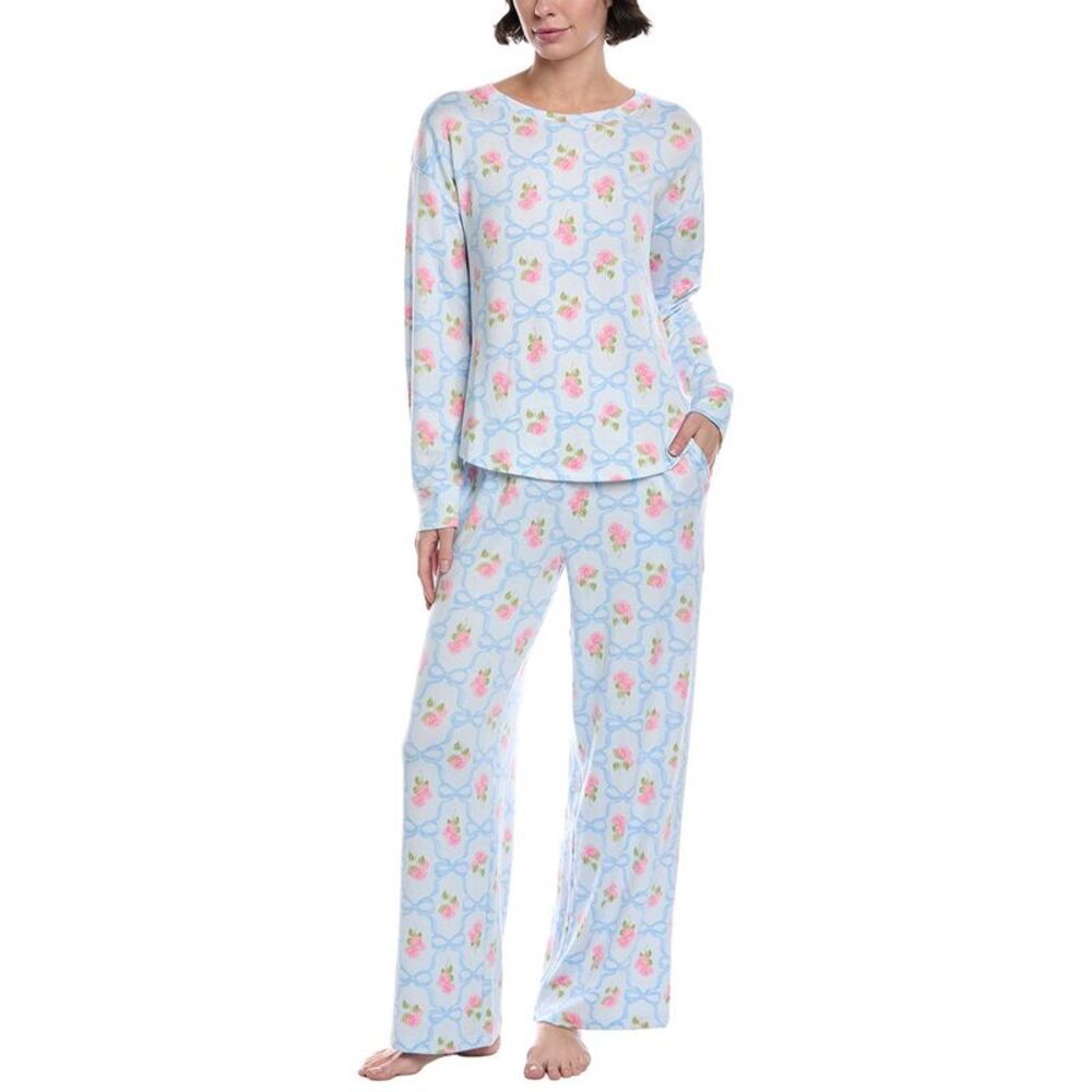 40 Winks Womens  2Pc Top & Pant Set, Pink